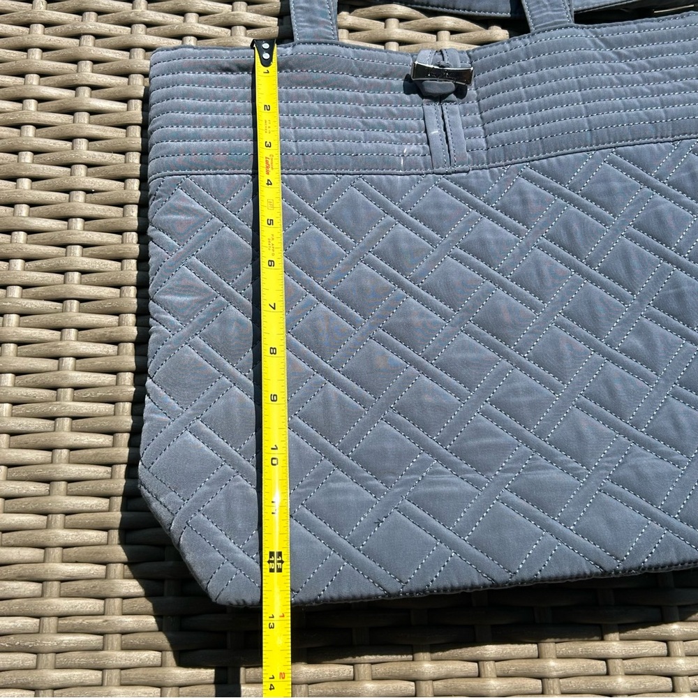 Vera Bradley Gray/Blue  Quilted Tote Tab Button Closure - Picture 5 of 12
